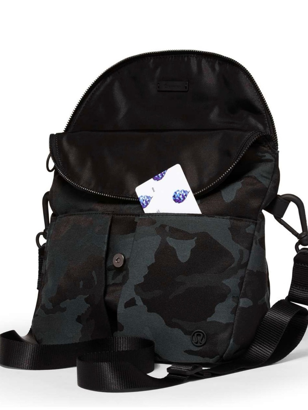 lululemon all night festival bag Jacquard Camo Crossbody Messenger black strap